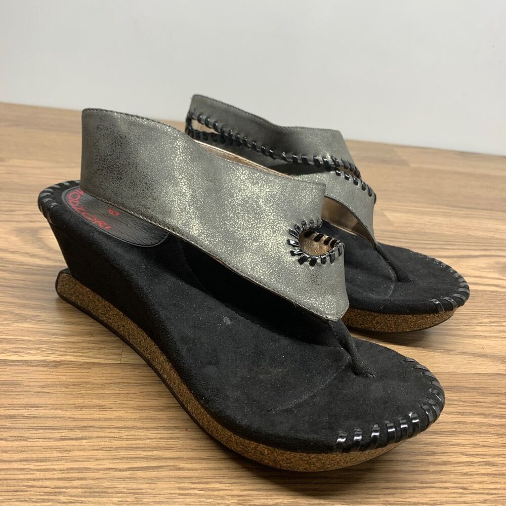 Modzori‎ Reversible Sandals Womens 9 Wedge Cork Heels Ankle Strap Thong